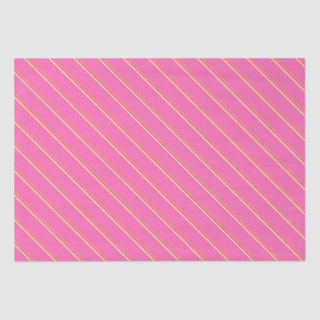 Simple Hot Pink Orange and Yellow Stripes Pattern Tissue Paper (Front)