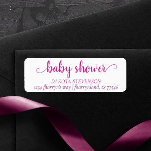 Simple Hot Pink Script   Shower Return Address