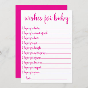 Simple Hot Pink Wishes Magenta Keepsake Card