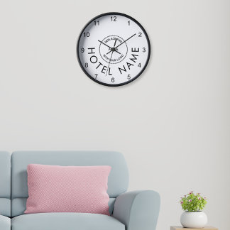 Simple Hotel Name Custom Logo Any Colour Clock