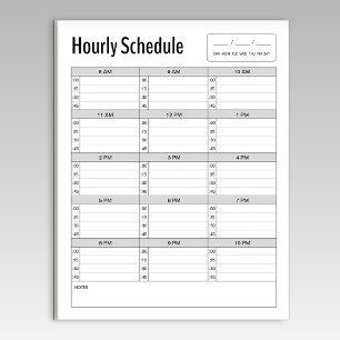Simple Hourly Schedule Notepad
