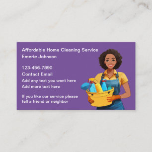 Simple House Cleaning African American Theme Business Card