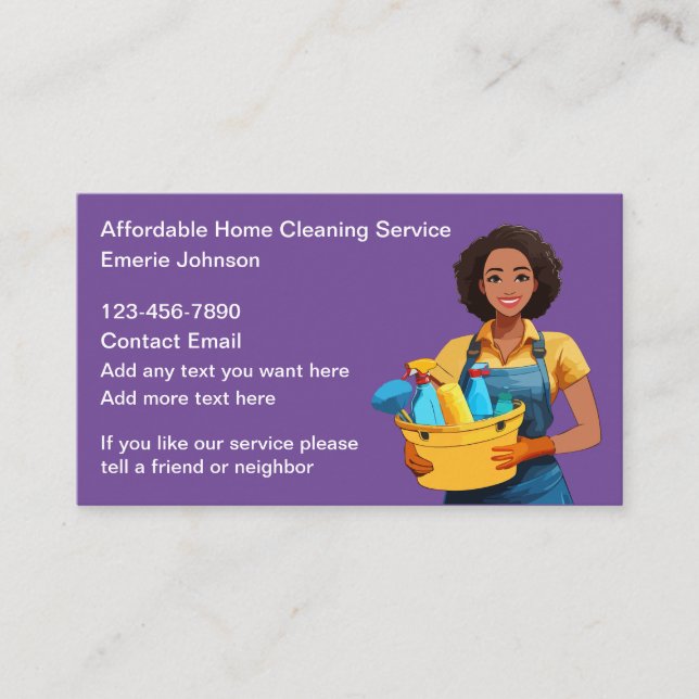 Simple House Cleaning African American Theme Business Card (Front)