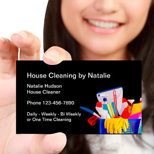 Simple House Cleaning Lady Business Card