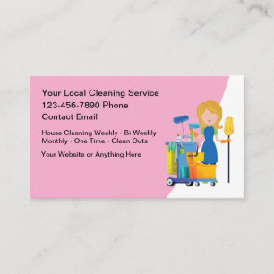 Simple House Cleaning Maid Service Calling Card