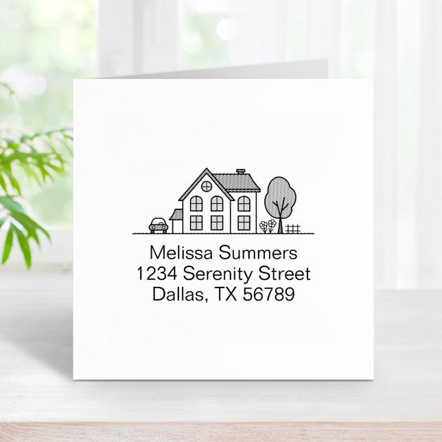 Simple House Line Art Address 4 Rubber Stamp (Creator Uploaded)