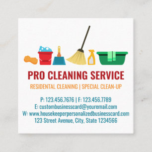 Simple Housekeeper Cleaning Service Square Business Card