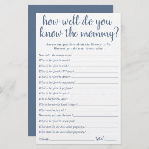 Simple How Well You Know Mummy Dusty Blue Card