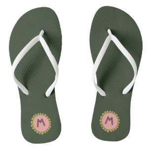 Simple Hunter Green Custom Monogram Jandals