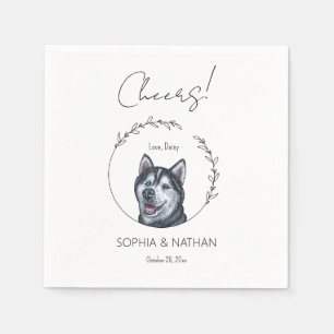 Simple Husky Dog Wedding Cocktail Napkins