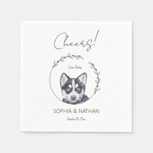 Simple Husky Dog Wedding Cocktail Napkins