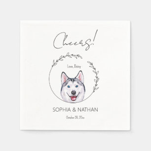 Simple Husky Dog Wedding Cocktail Napkins