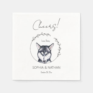 Simple Husky Dog Wedding Cocktail Napkins