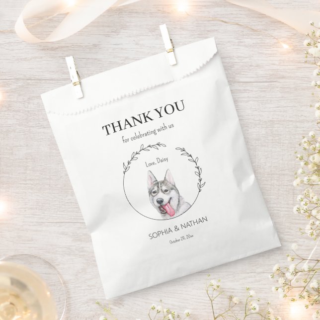 Simple Husky Wedding Thank You Favour Bag (Clipped)