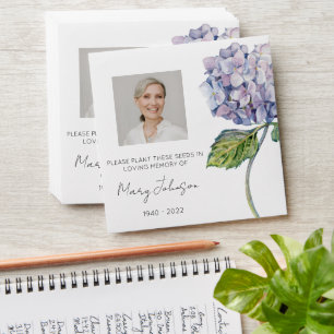 Simple Hydrangea Photo Funeral Seed Envelope