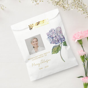 Simple Hydrangea Photo Funeral Seed Favour Bags