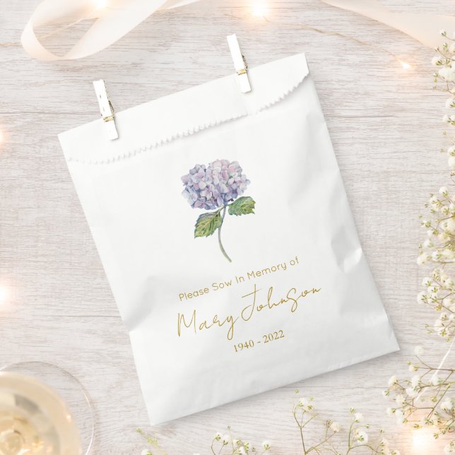 Simple Hydrangea Seed packet Funeral  Favour Bags (Clipped)