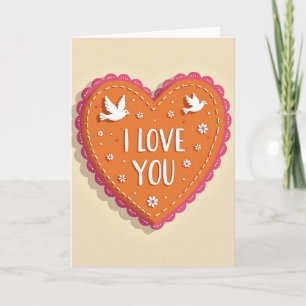 Simple I Love You Heart Doves Card