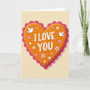Simple I Love You Stitched Card