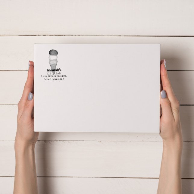 Simple Ice Cream Cone Business Self-inking Stamp (Ice cream cone simple business stamp)