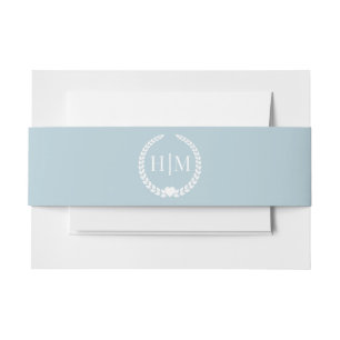 Simple Icy Winter Blue Monogram Invitation Belly Band