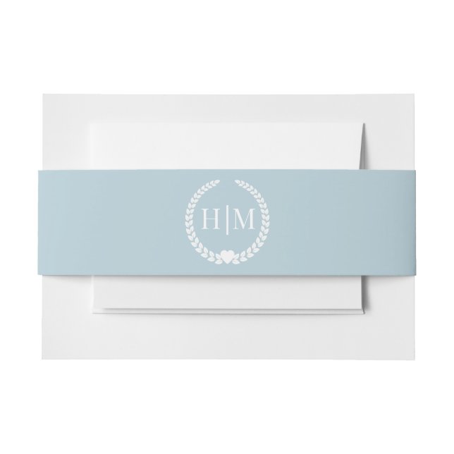 Simple Icy Winter Blue Monogram Invitation Belly Band (Front Example)
