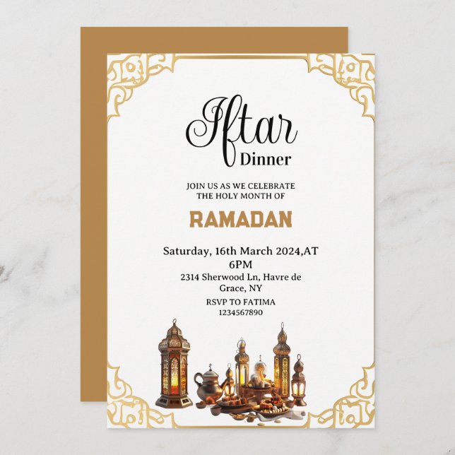 Simple Iftar dinner party Ramadan 2025 Invitation (Front/Back)