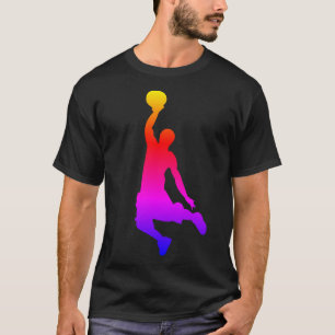 Simple Illustrated Basketball Player Rainbow T-Shirt
