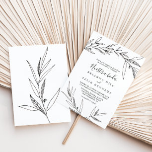 Simple Illustrated Foliage Nuestra Boda Wedding Invitation