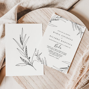 Simple Illustrated Foliage Spanish Wedding Invitation