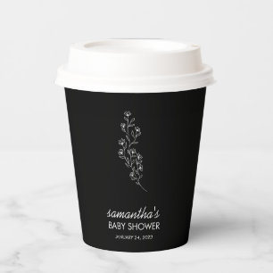 Simple Illustration Elegant Line Art Flower Paper Cups