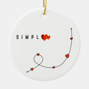 Simple illustration with hearts in minimalist ceramic tree decoration