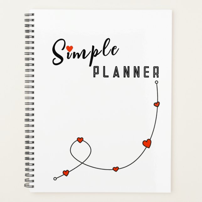 Simple illustration with hearts in minimalist planner (Front)