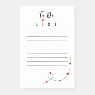 Simple illustration with hearts in minimalist post-it notes