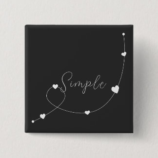 Simple illustration with hearts in minimalist styl 15 cm square badge