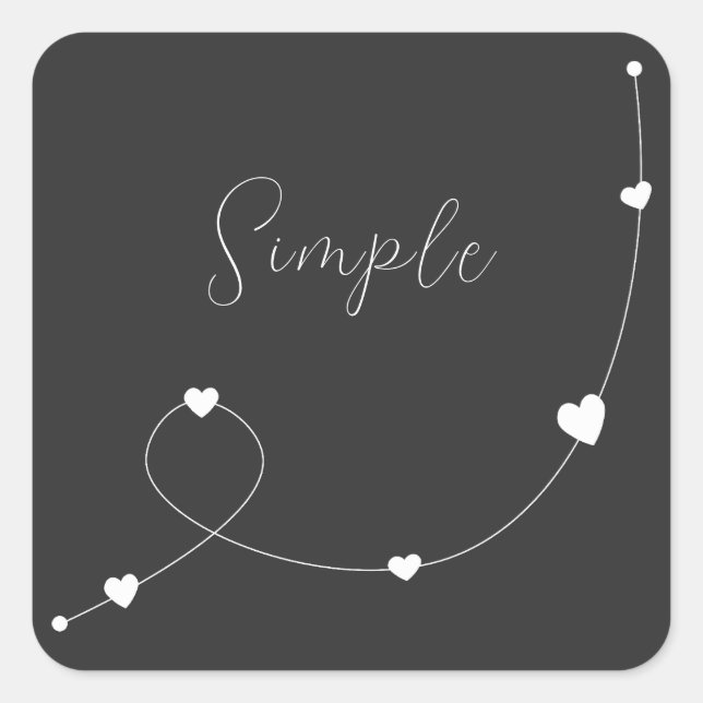 Simple illustration with hearts in minimalist styl square sticker (Front)