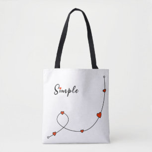 Simple illustration with hearts in minimalist tote bag