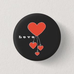 Simple illustration with scarlet hearts "Love" 3 Cm Round Badge