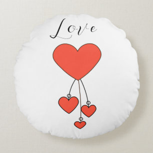 Simple illustration with scarlet hearts Love Round Cushion