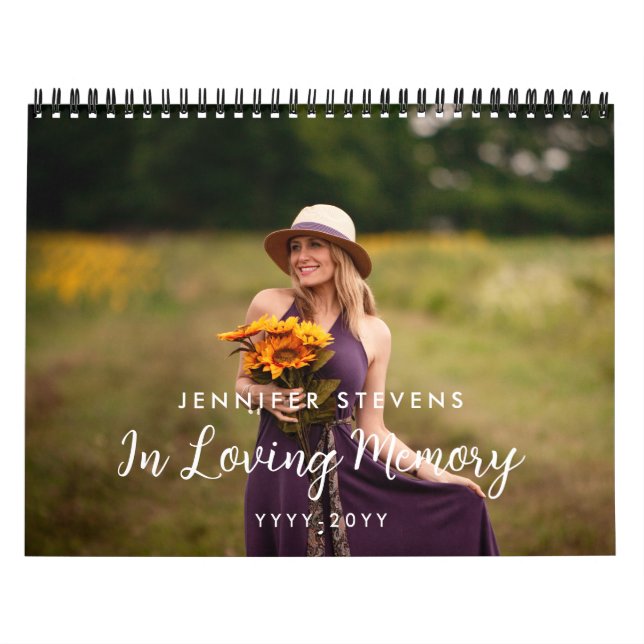 Simple In Loving Memory 1 Photo Per Month Memorial Calendar (Cover)