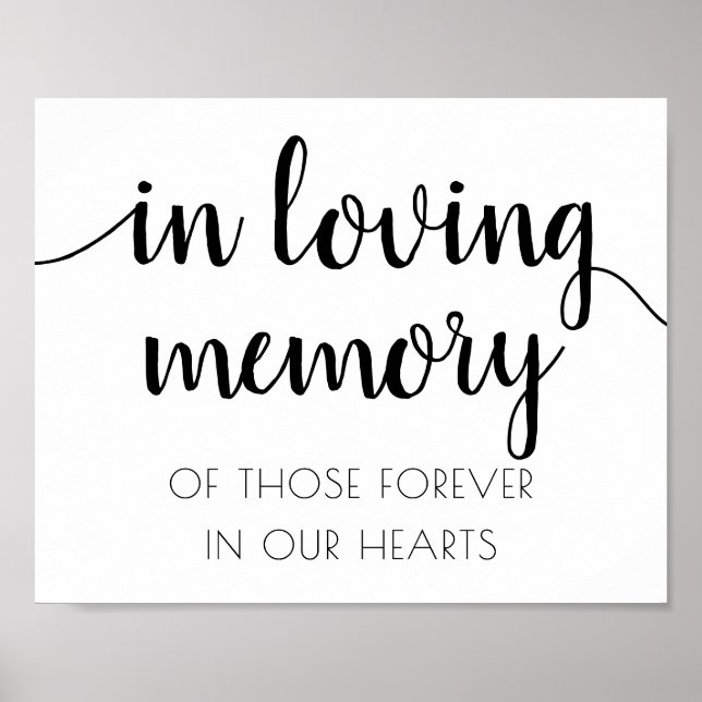 Simple In Loving Memory | Black Script Memorial Poster (Front)