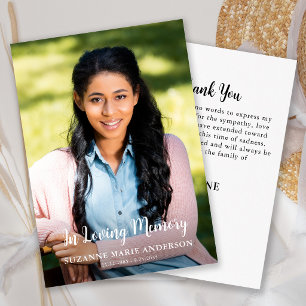 Simple In Loving Memory Custom Photo Sympathy Thank You Card