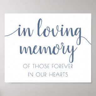 Simple In Loving Memory Dusty Blue Memorial Poster