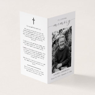 Simple In Loving Memory Funeral Photo Prayer Card