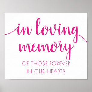 Simple In Loving Memory Hot Pink Memorial Poster
