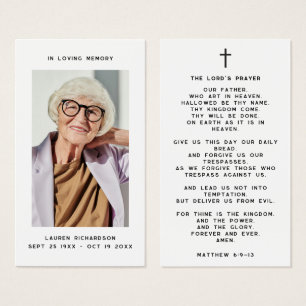 Simple In Loving Memory Memorial Photo Prayer