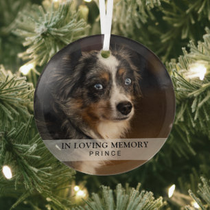 Simple In Loving Memory Pet Dog Photo Keepsake Glass Tree Decoration