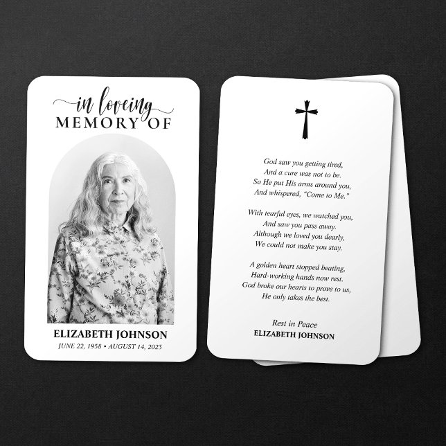 Simple In Loving Memory Photo Funeral Prayer Card (Creator Uploaded)
