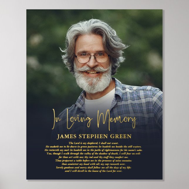 Simple In Loving Memory Psalm Memorial Photo Foil Prints (Front)