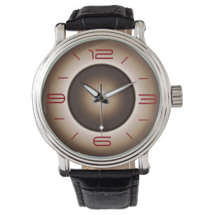 Simple in Tan with Red Numerals >Mens Watches